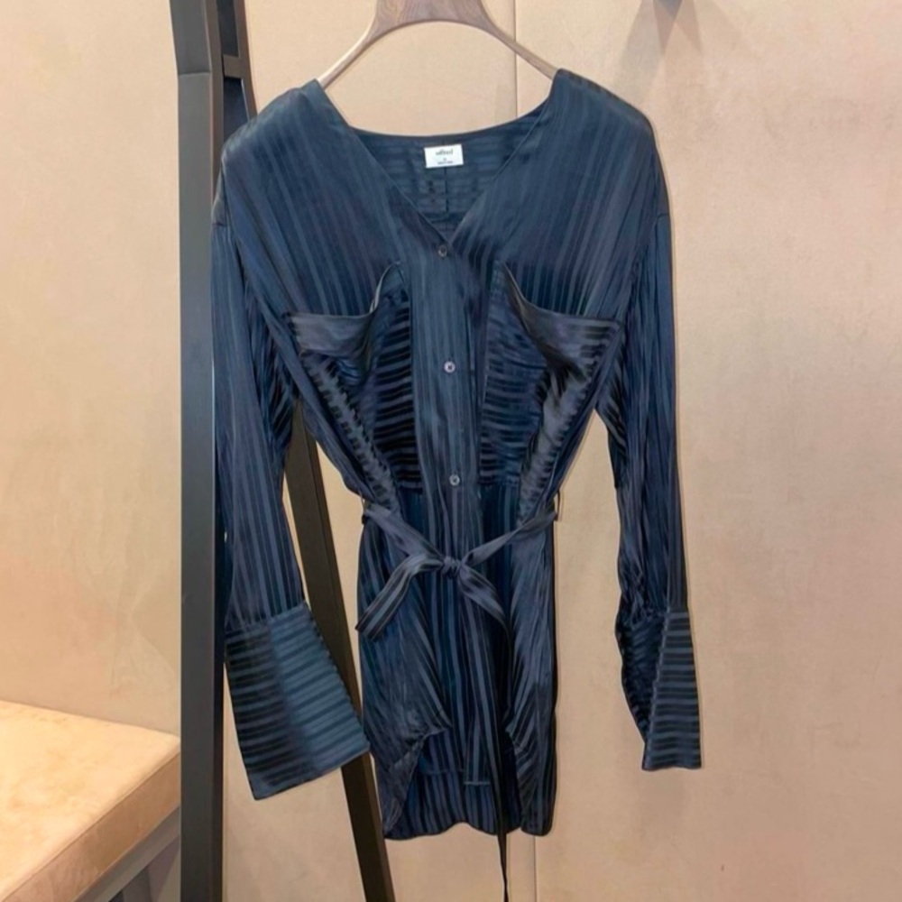 Gorgeous Aritzia silk blouse, featuring an optional belt.